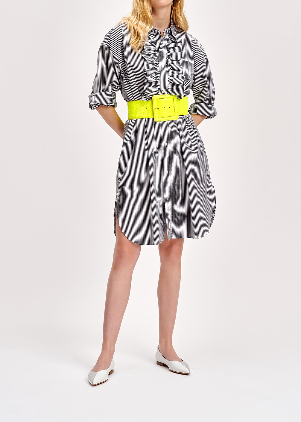 Robe chemise à  rayures gris et blanc cassé RE—SSENTIEL seconde main photo 4
