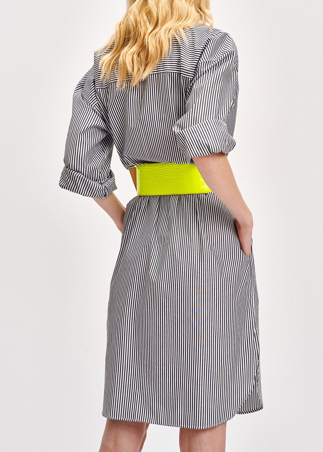Robe chemise à  rayures gris et blanc cassé RE—SSENTIEL seconde main photo 6