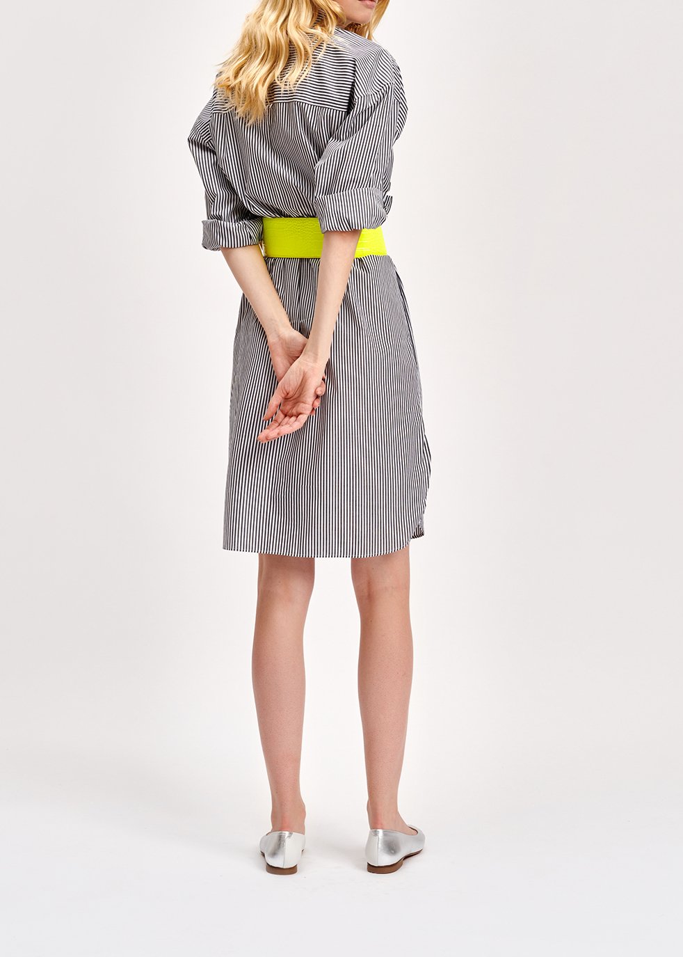 Robe chemise à  rayures gris et blanc cassé RE—SSENTIEL seconde main photo 8