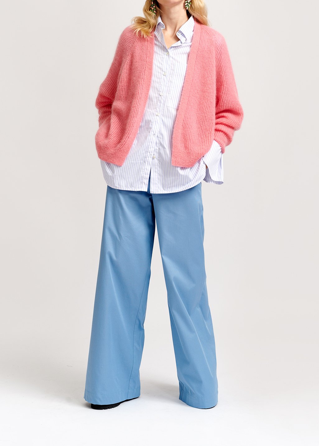 Cardigan rose côtelé en mohair mélangé RE—SSENTIEL seconde main photo 4