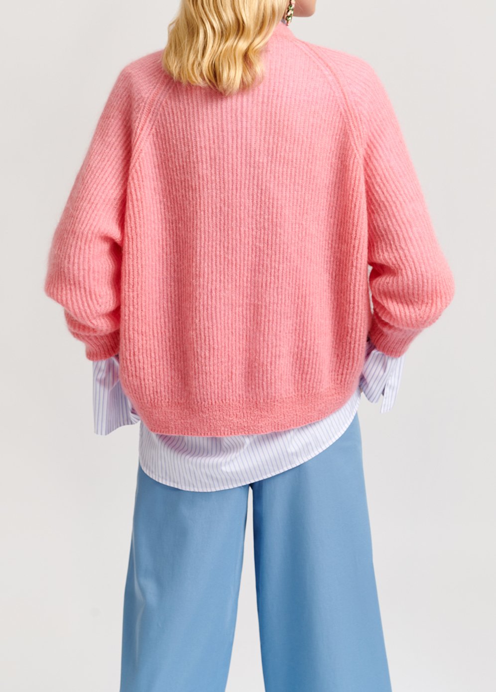Cardigan rose côtelé en mohair mélangé RE—SSENTIEL seconde main photo 5