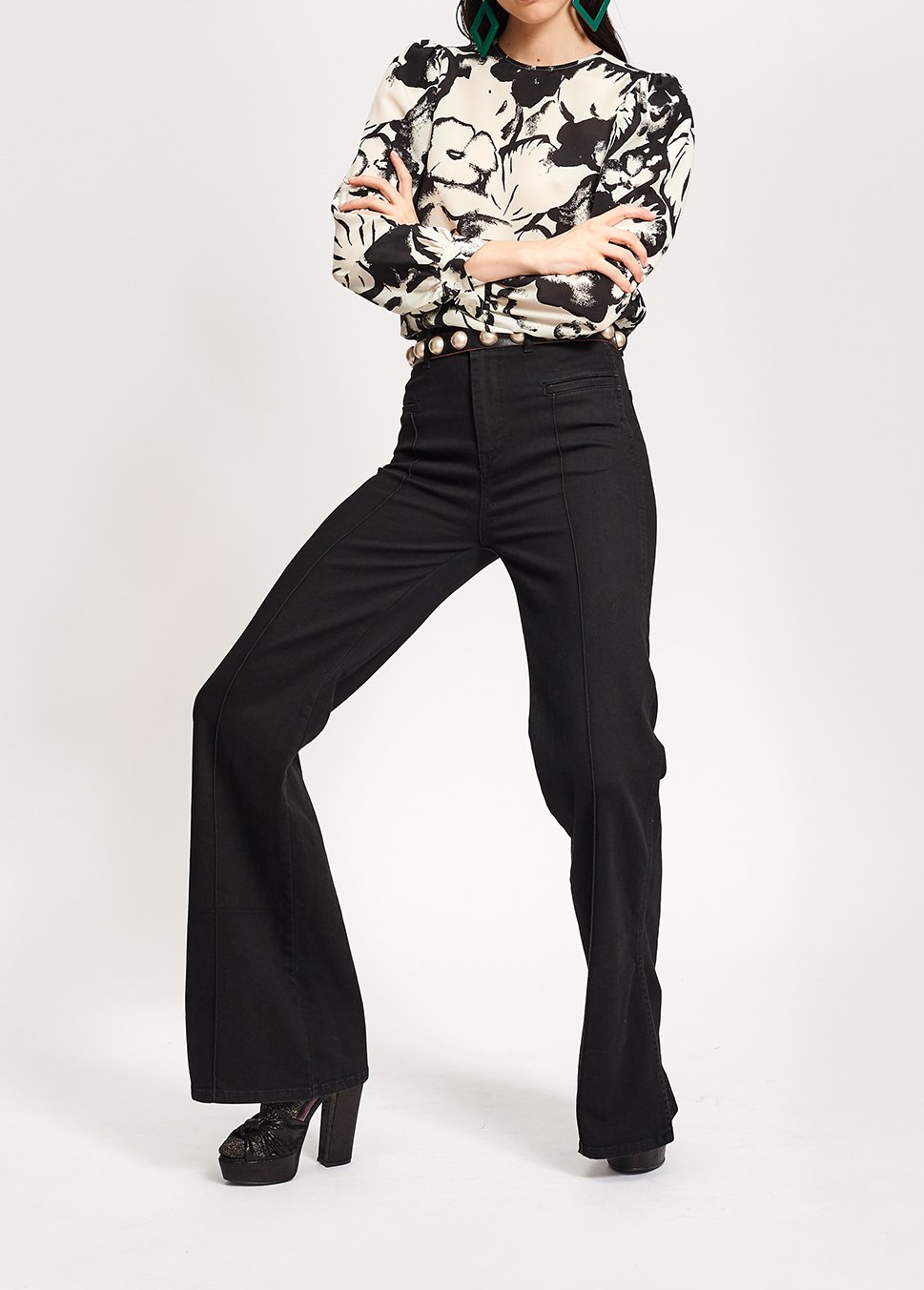 Off-white botanical-print silk blouse RE—SSENTIEL second-hand photo 5