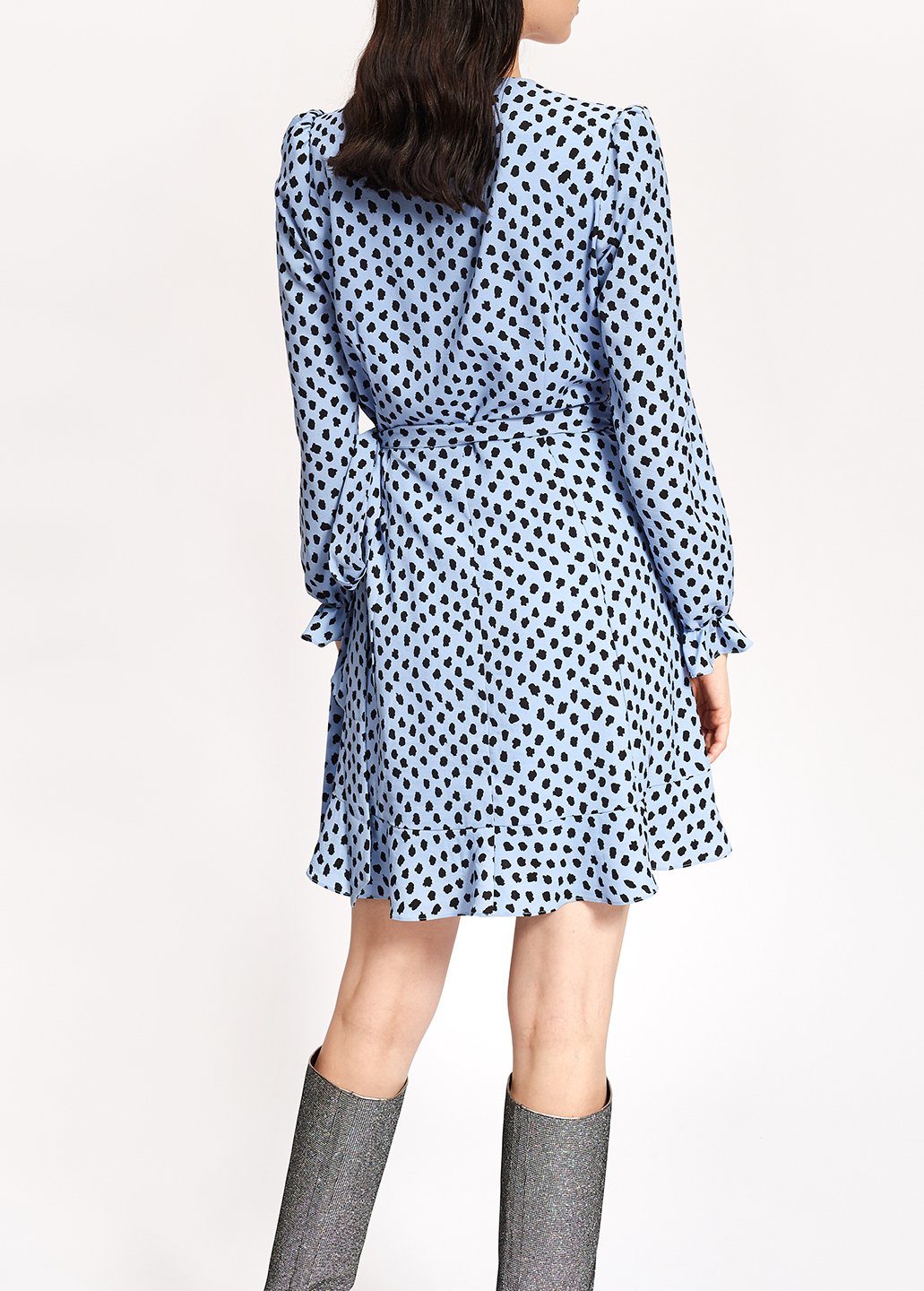 Light blue polka dot wrap mini dress RE—SSENTIEL second-hand photo 6