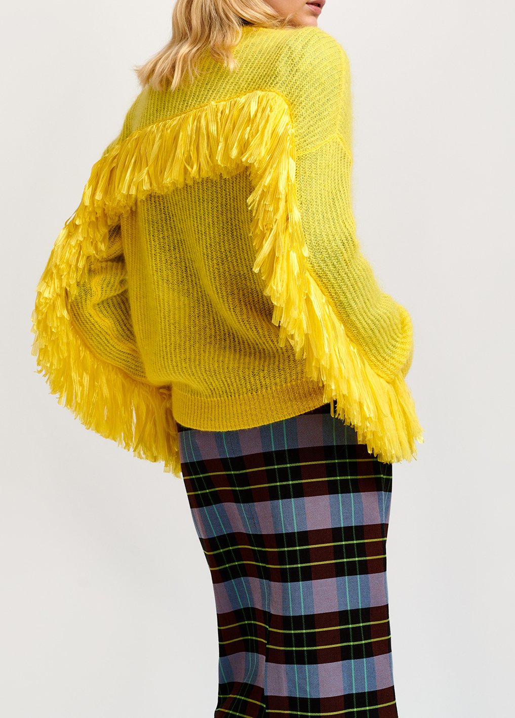 Pull jaune en tricot côtelé à  franges RE—SSENTIEL seconde main photo 3