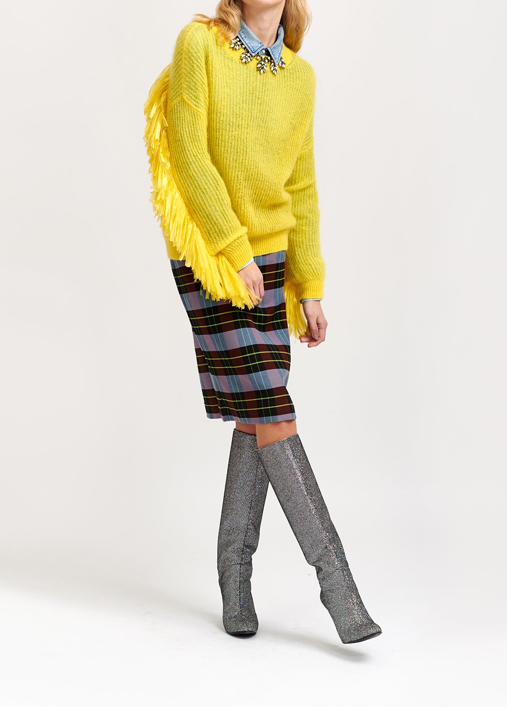 Pull jaune en tricot côtelé à  franges RE—SSENTIEL seconde main photo 6