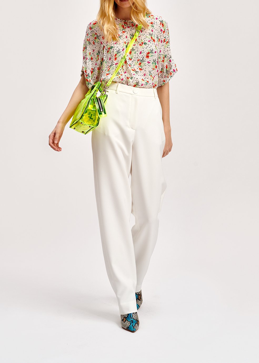 Gebroken witte broek met hoge taille RE—SSENTIEL tweedehands photo 4
