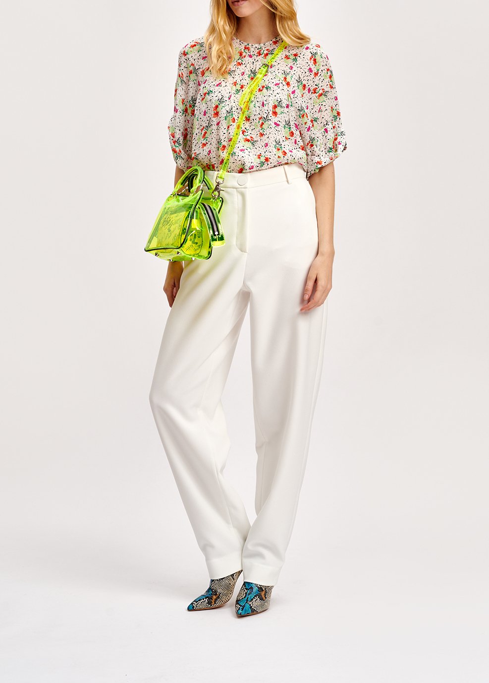 Gebroken witte broek met hoge taille RE—SSENTIEL tweedehands photo 5