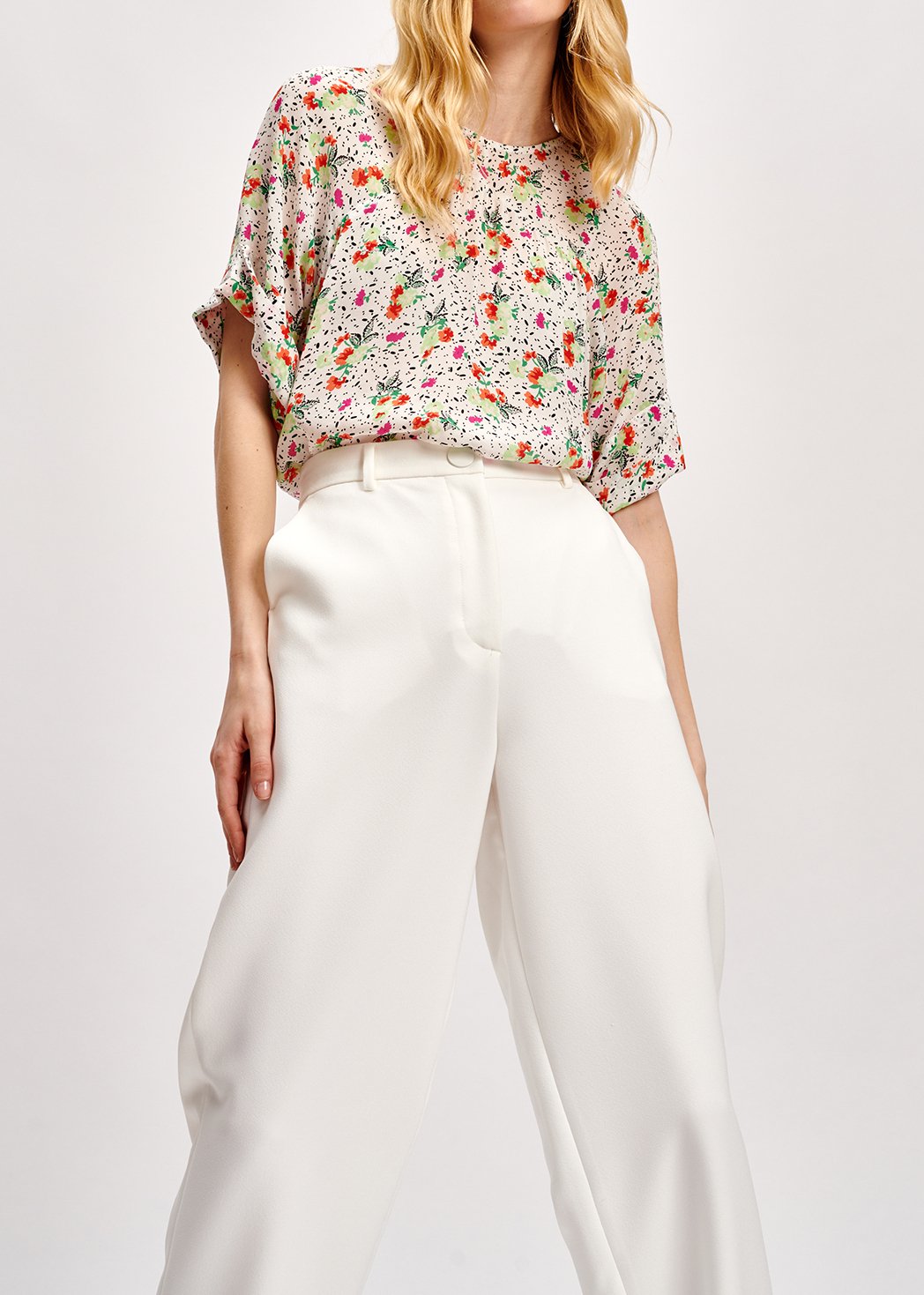 Gebroken witte broek met hoge taille RE—SSENTIEL tweedehands photo 7