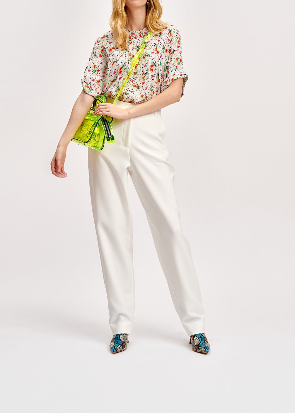 Gebroken witte broek met hoge taille RE—SSENTIEL tweedehands photo 8