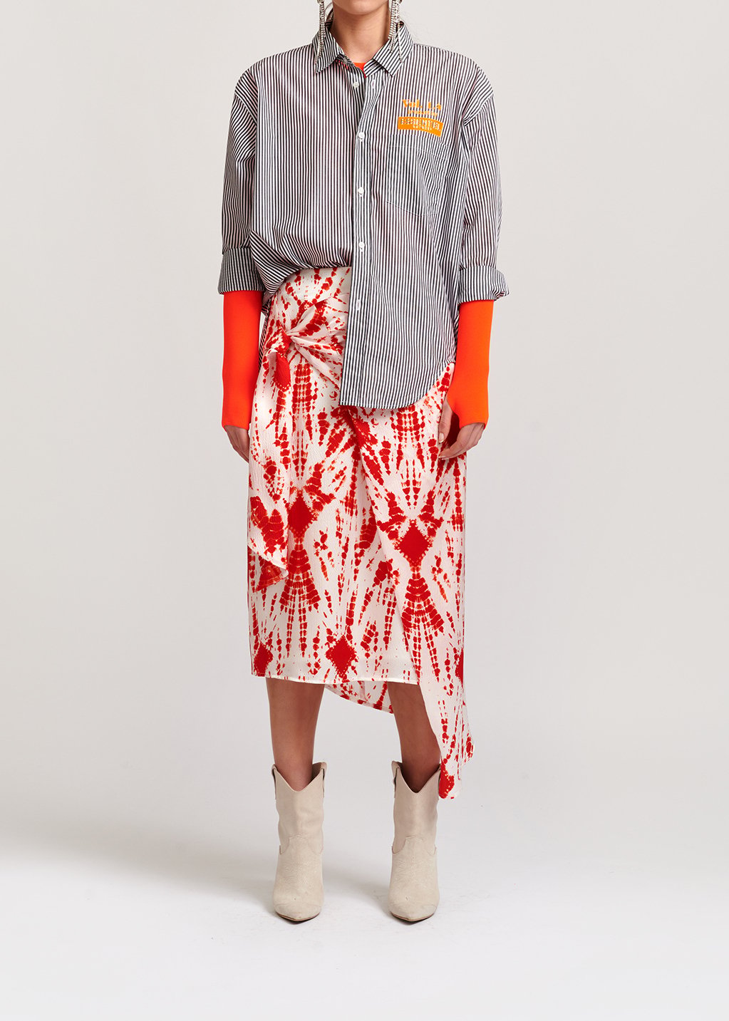 Chemise en coton à  rayures gris et blanc cassé RE—SSENTIEL seconde main photo 3