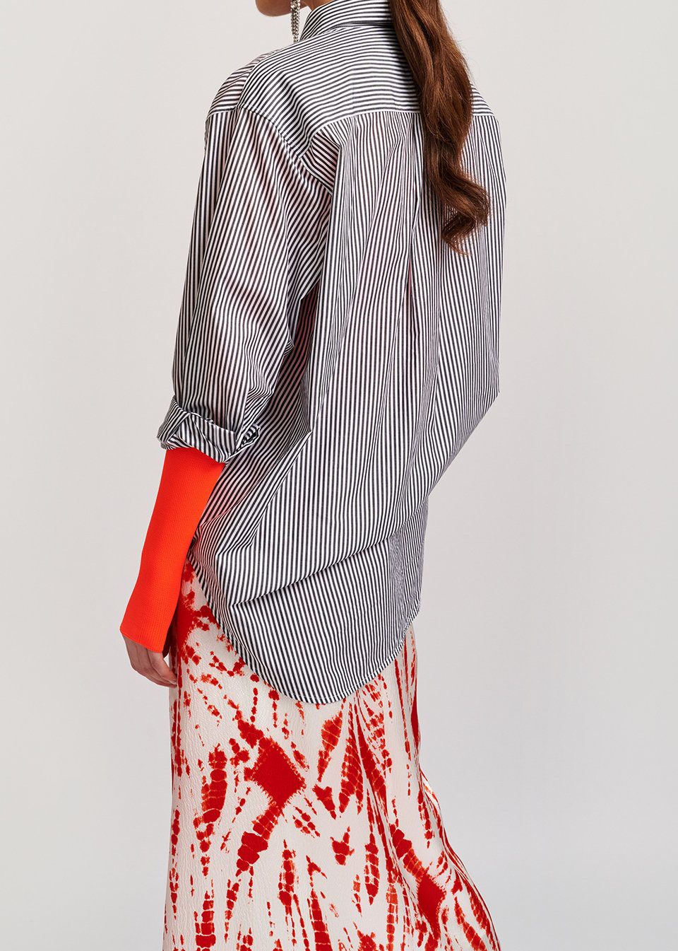 Chemise en coton à  rayures gris et blanc cassé RE—SSENTIEL seconde main photo 5