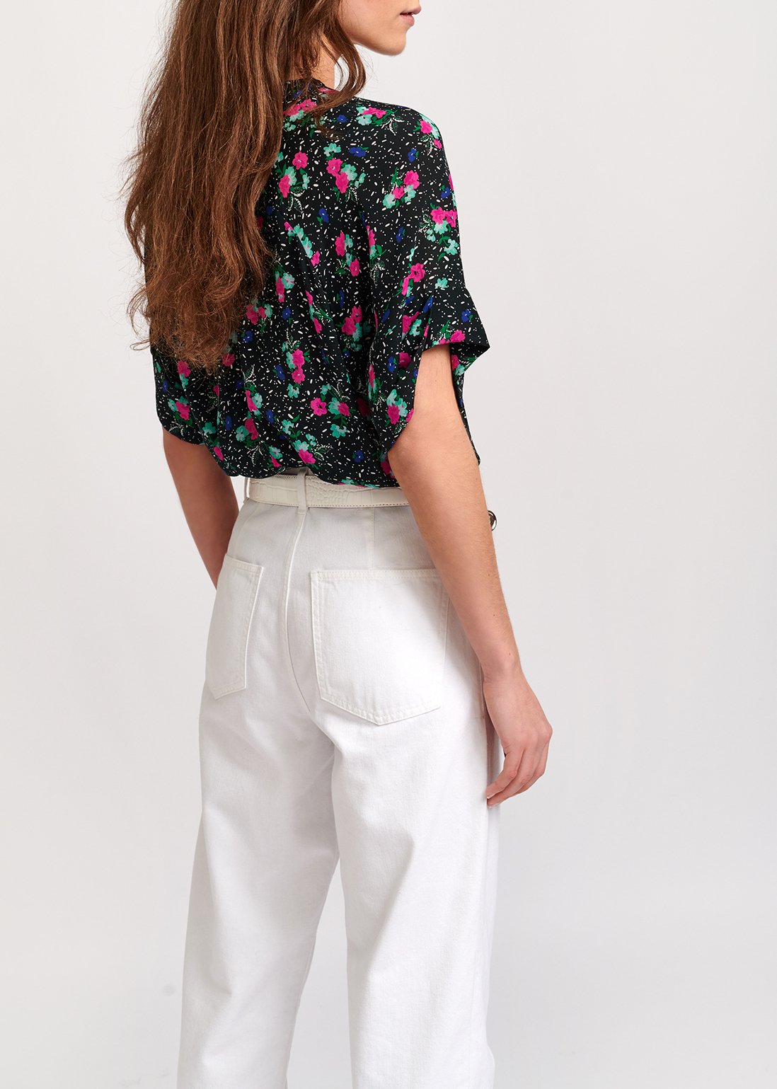 Black floral-print top RE—SSENTIEL second-hand photo 4