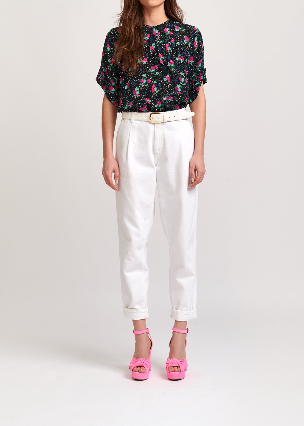 Black floral-print top RE—SSENTIEL second-hand photo 5