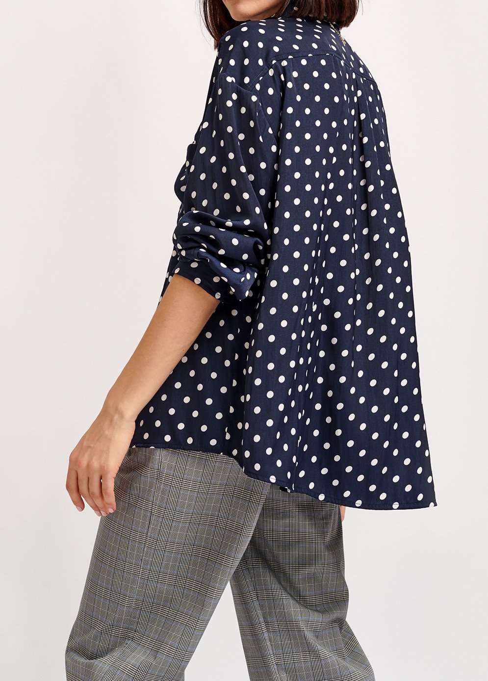 Donkerblauw oversized hemd met stippen RE—SSENTIEL tweedehands photo 3