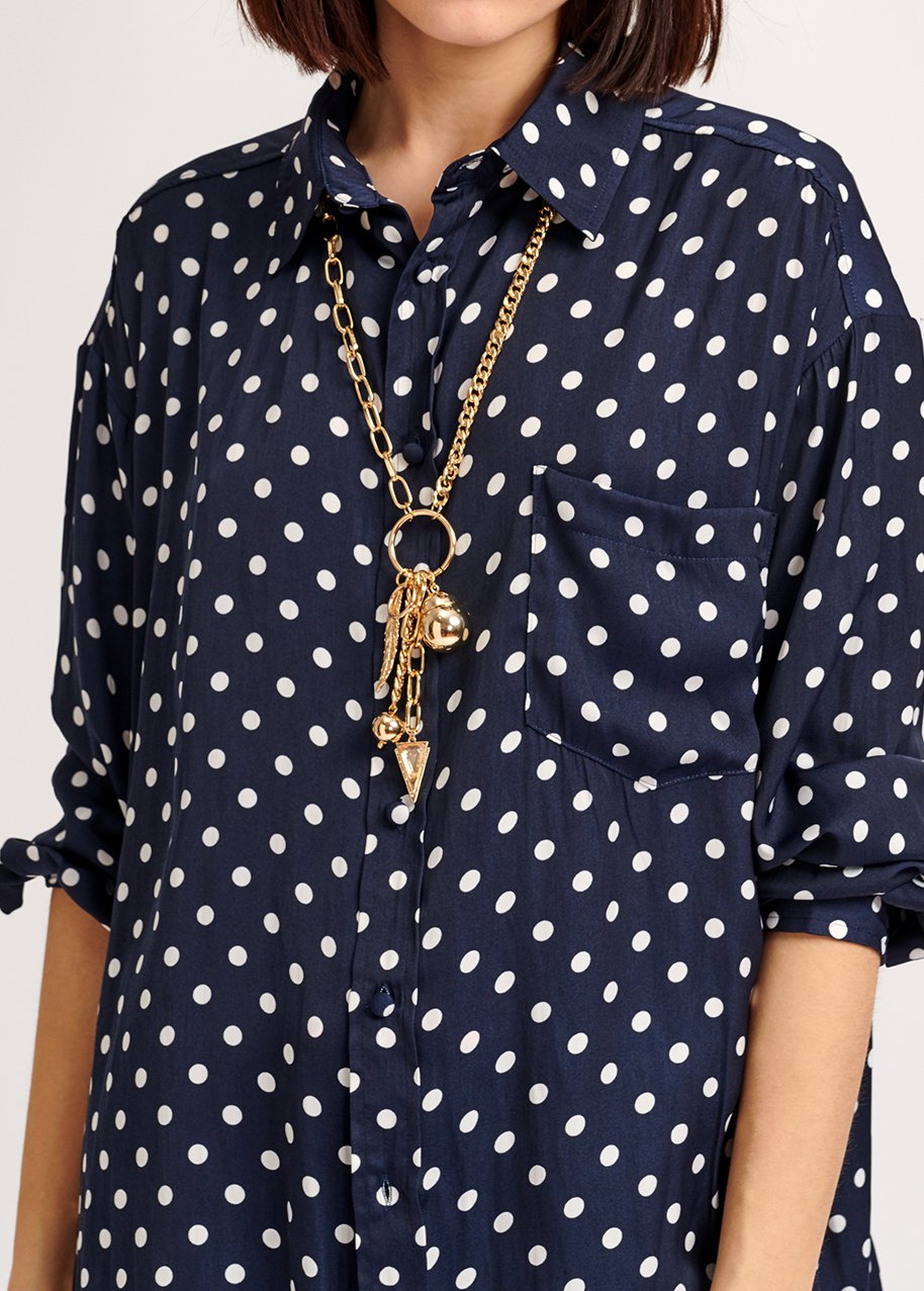 Donkerblauw oversized hemd met stippen RE—SSENTIEL tweedehands photo 5