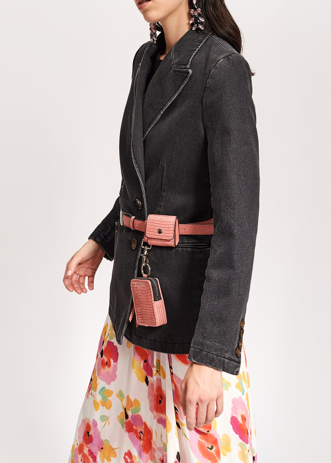 Black double-breasted denim blazer RE—SSENTIEL second-hand photo 6