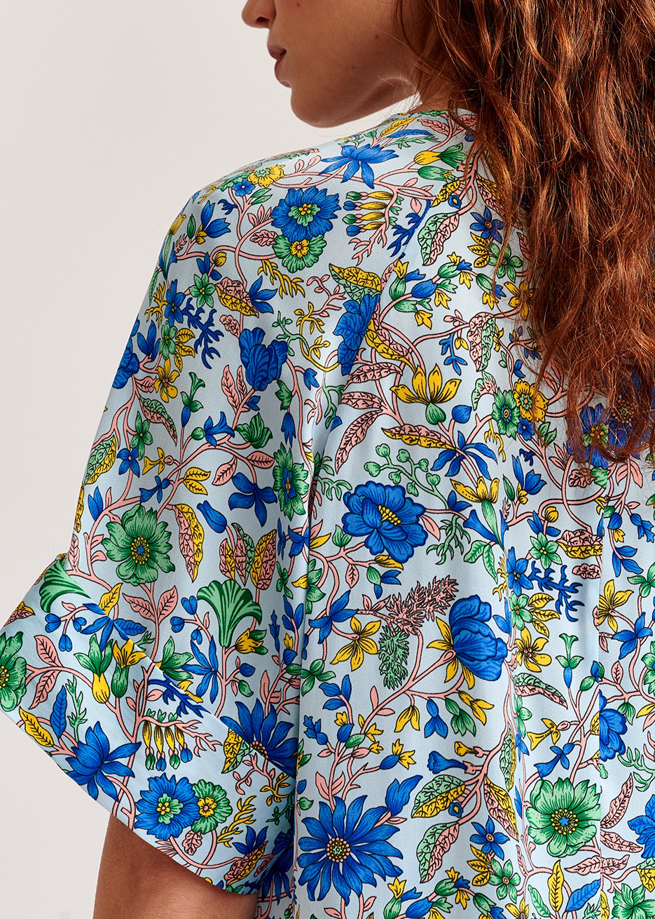 Light blue floral-print top RE—SSENTIEL second-hand photo 3