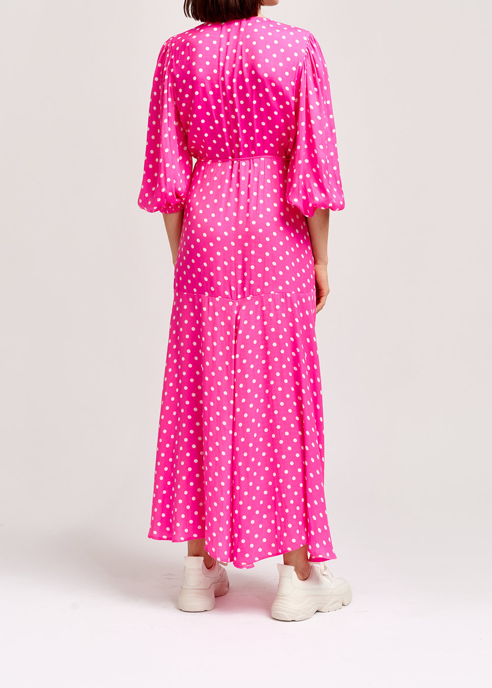 Neonroze maxiwikkeljurk met stippen RE—SSENTIEL tweedehands photo 6