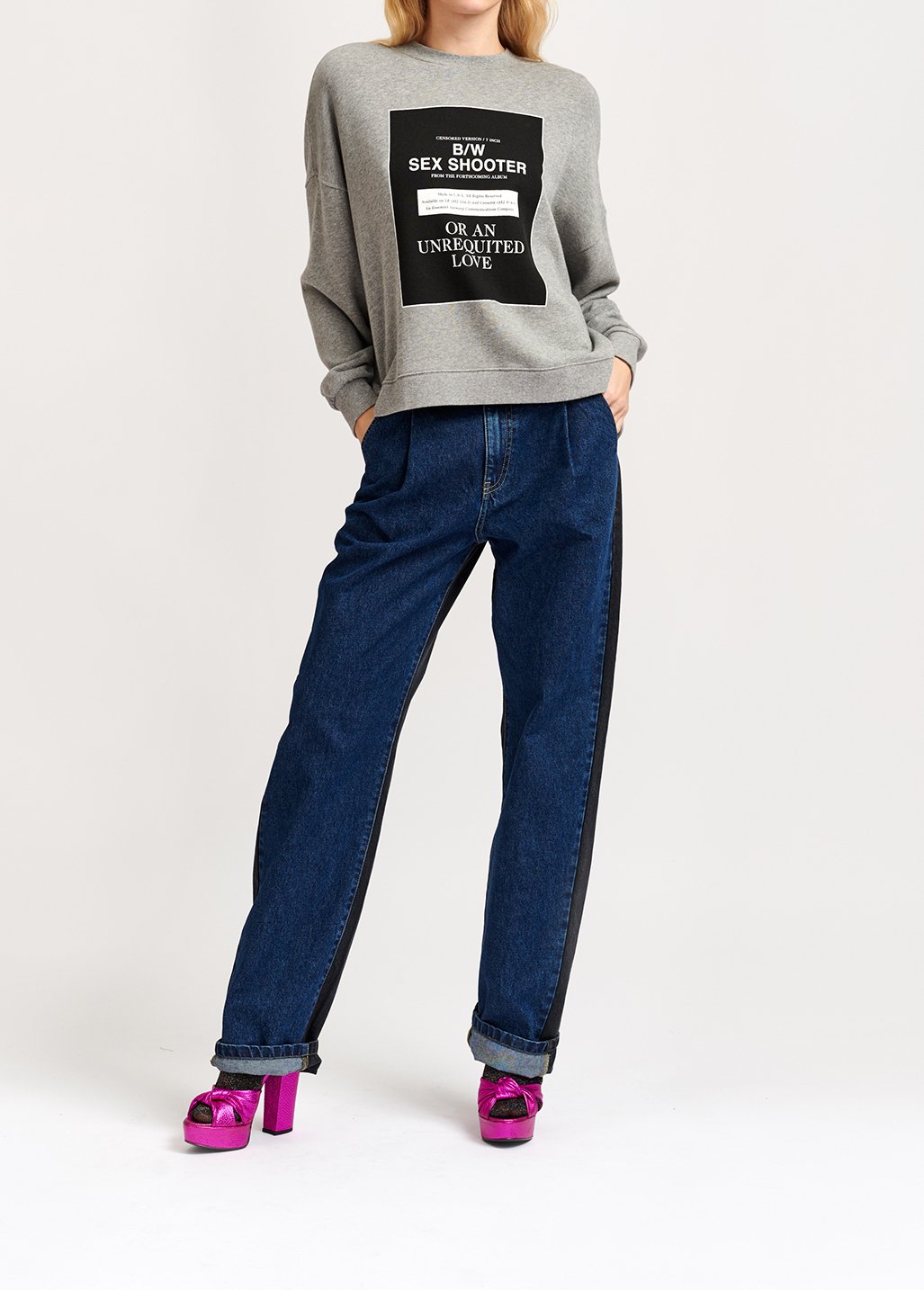 Light grey cotton-jersey 'sex shooter' sweatshirt RE—SSENTIEL second-hand photo 5