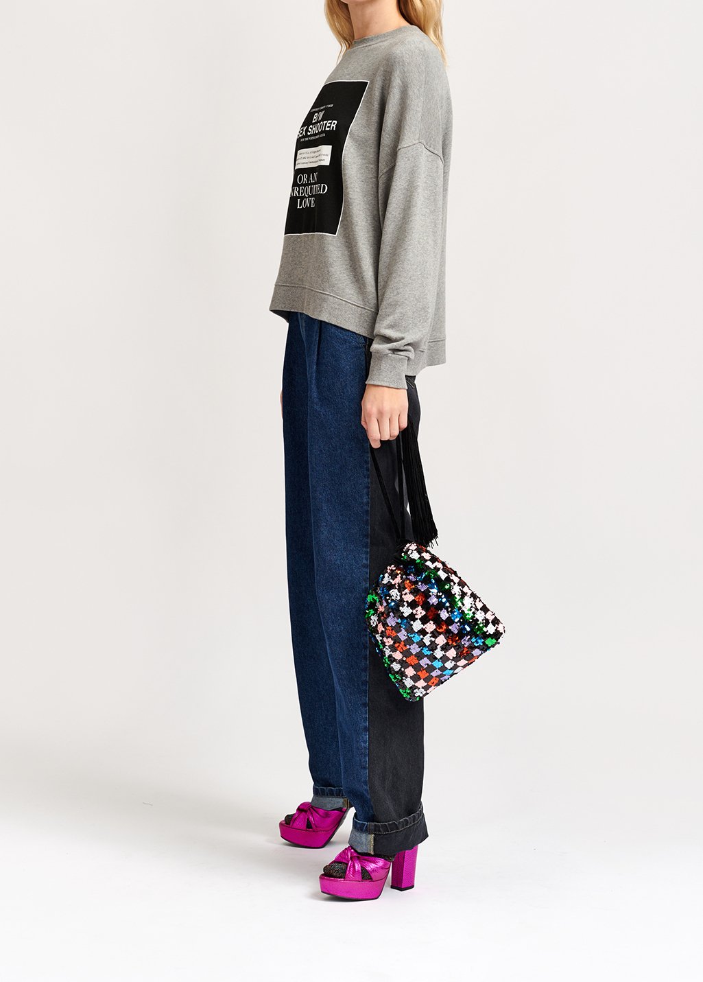 Light grey cotton-jersey 'sex shooter' sweatshirt RE—SSENTIEL second-hand photo 7
