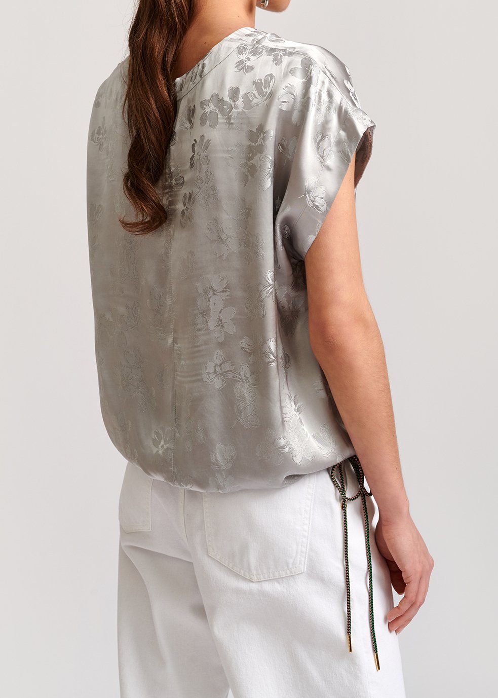 Top gris en jacquard fleuri RE—SSENTIEL seconde main photo 4