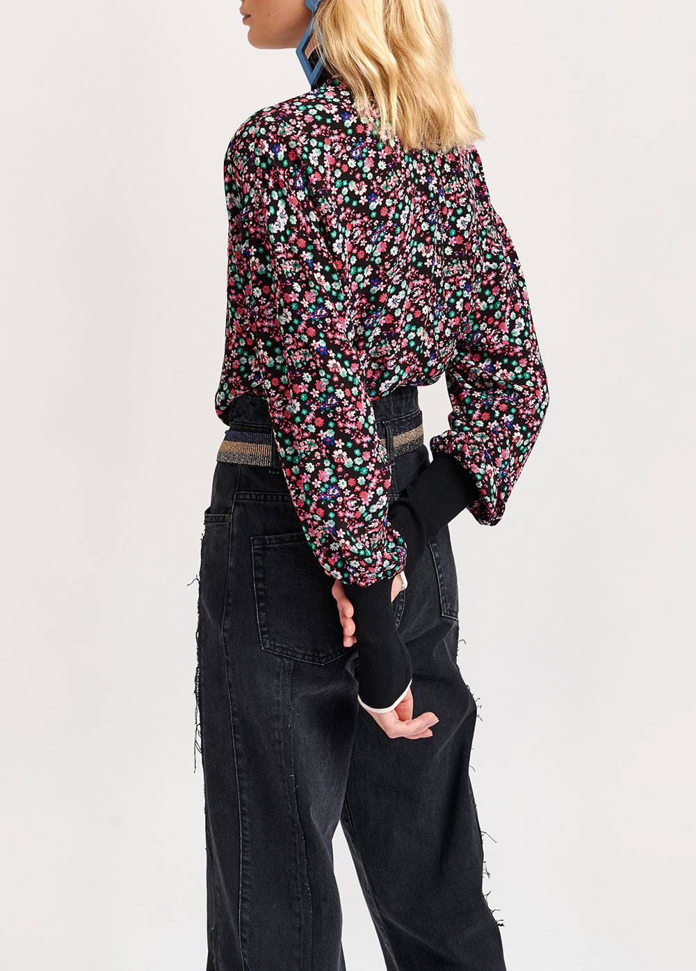 Black cotton patchwork jeans RE—SSENTIEL second-hand photo 6