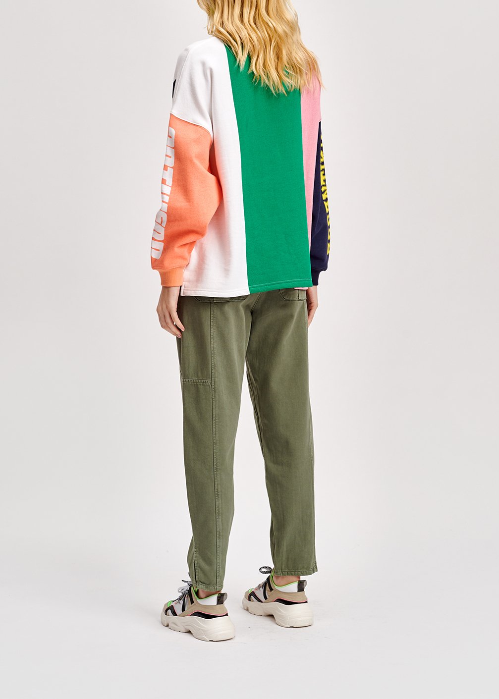 Khaki green denim cargo pants RE—SSENTIEL second-hand photo 7