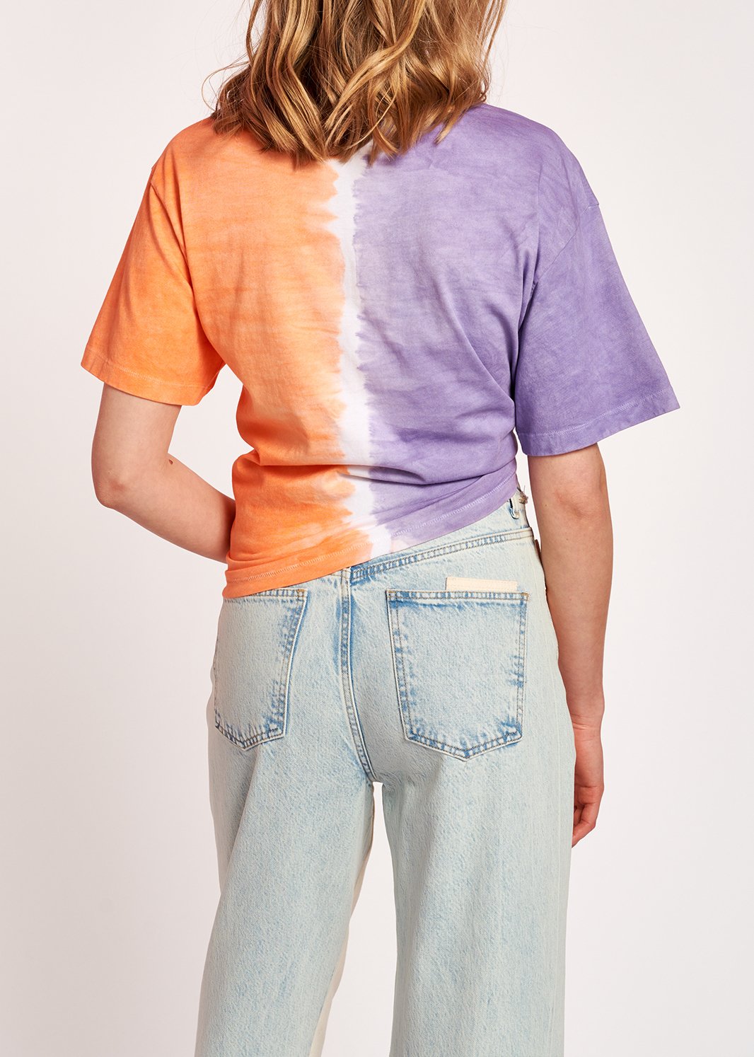 Violet and orange tie-dyed cotton-jersey t-shirt RE—SSENTIEL second-hand photo 7