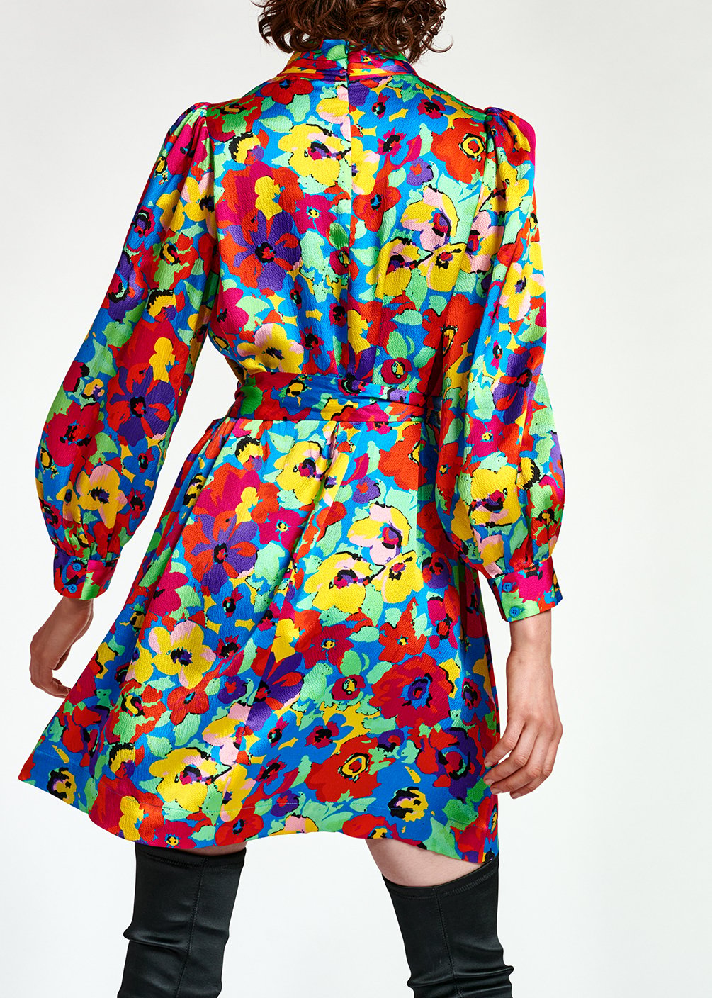 Turquoise multi floral silk mini dress RE—SSENTIEL second-hand photo 6