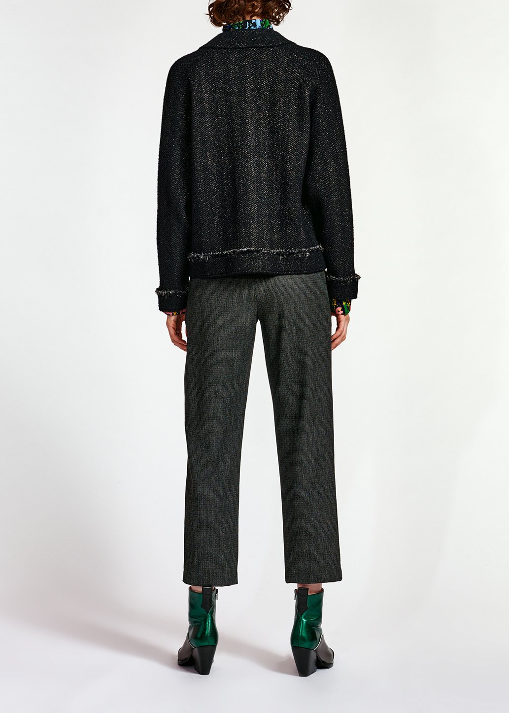 Black knitted short jacket with lurex details RE—SSENTIEL second-hand photo 5