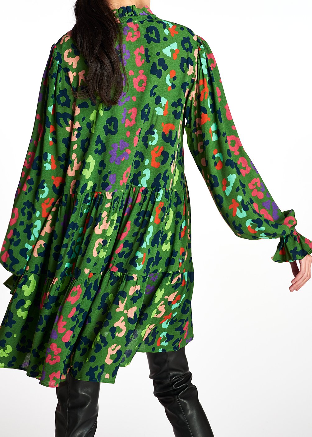 Mini robe verte à  imprimé léopard RE—SSENTIEL seconde main photo 5