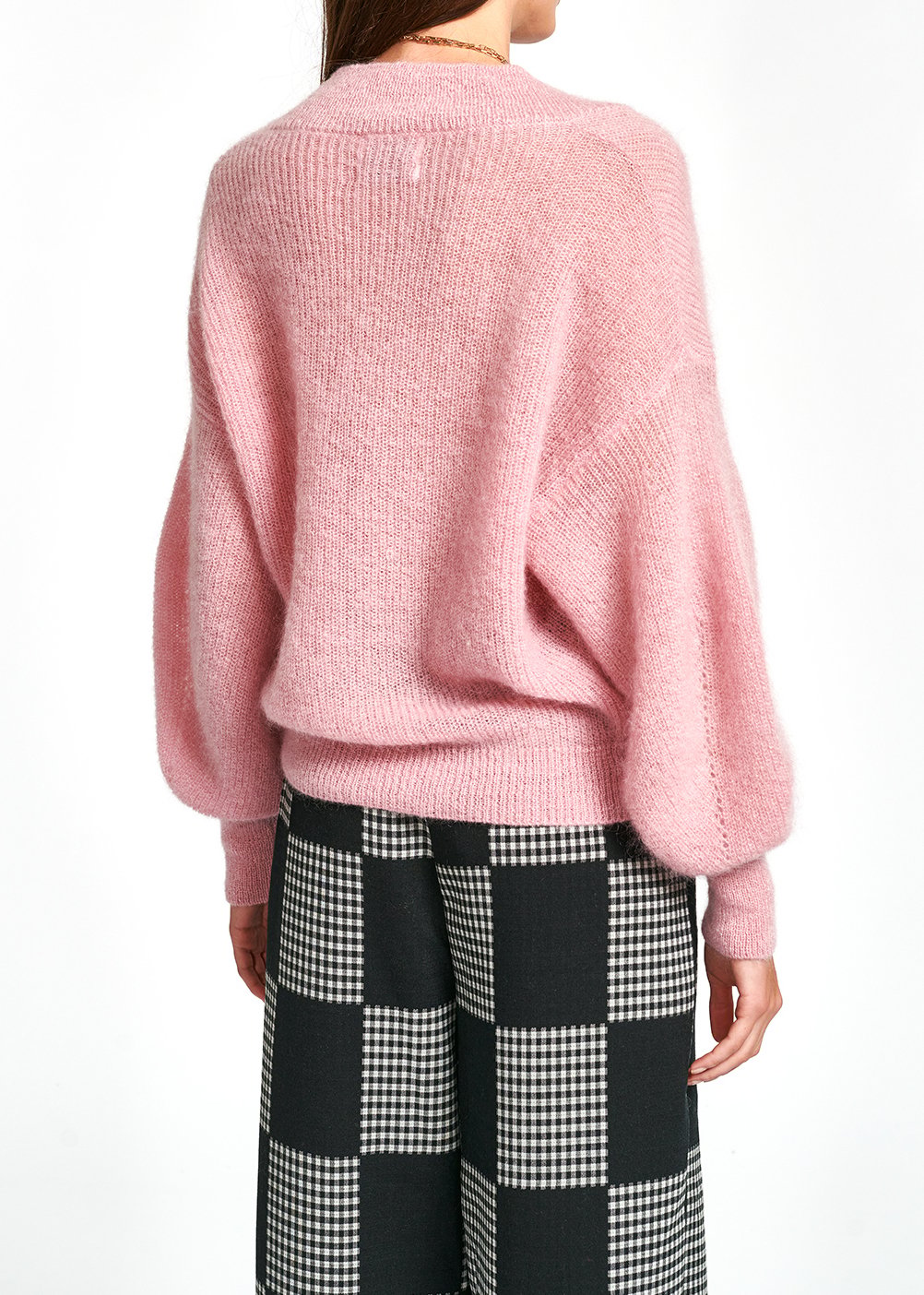 Pull en tricot vieux rose avec encolure v RE—SSENTIEL seconde main photo 4