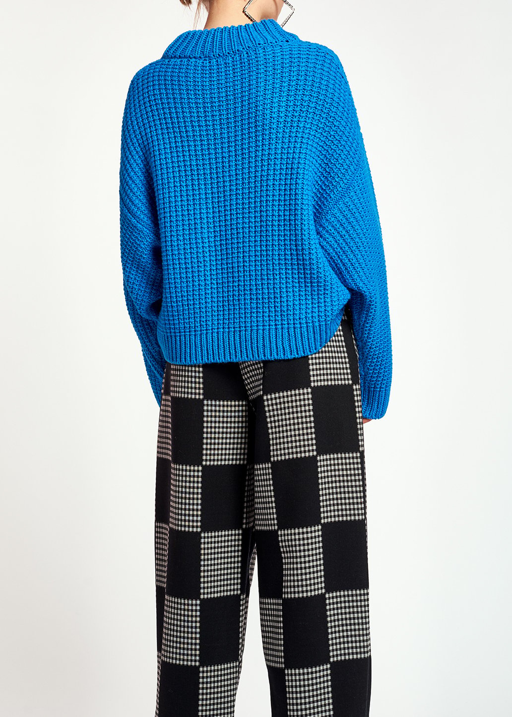 Pull carré en tricot turquoise RE—SSENTIEL seconde main photo 3