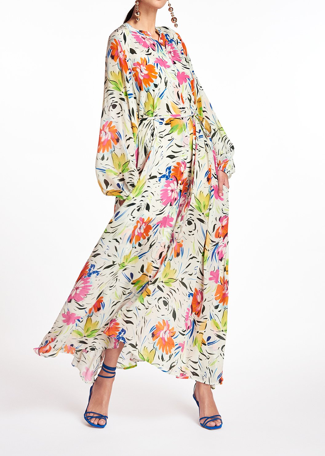 Robe chemise maxi blanc cassé à  imprimé fleuri RE—SSENTIEL seconde main photo 4