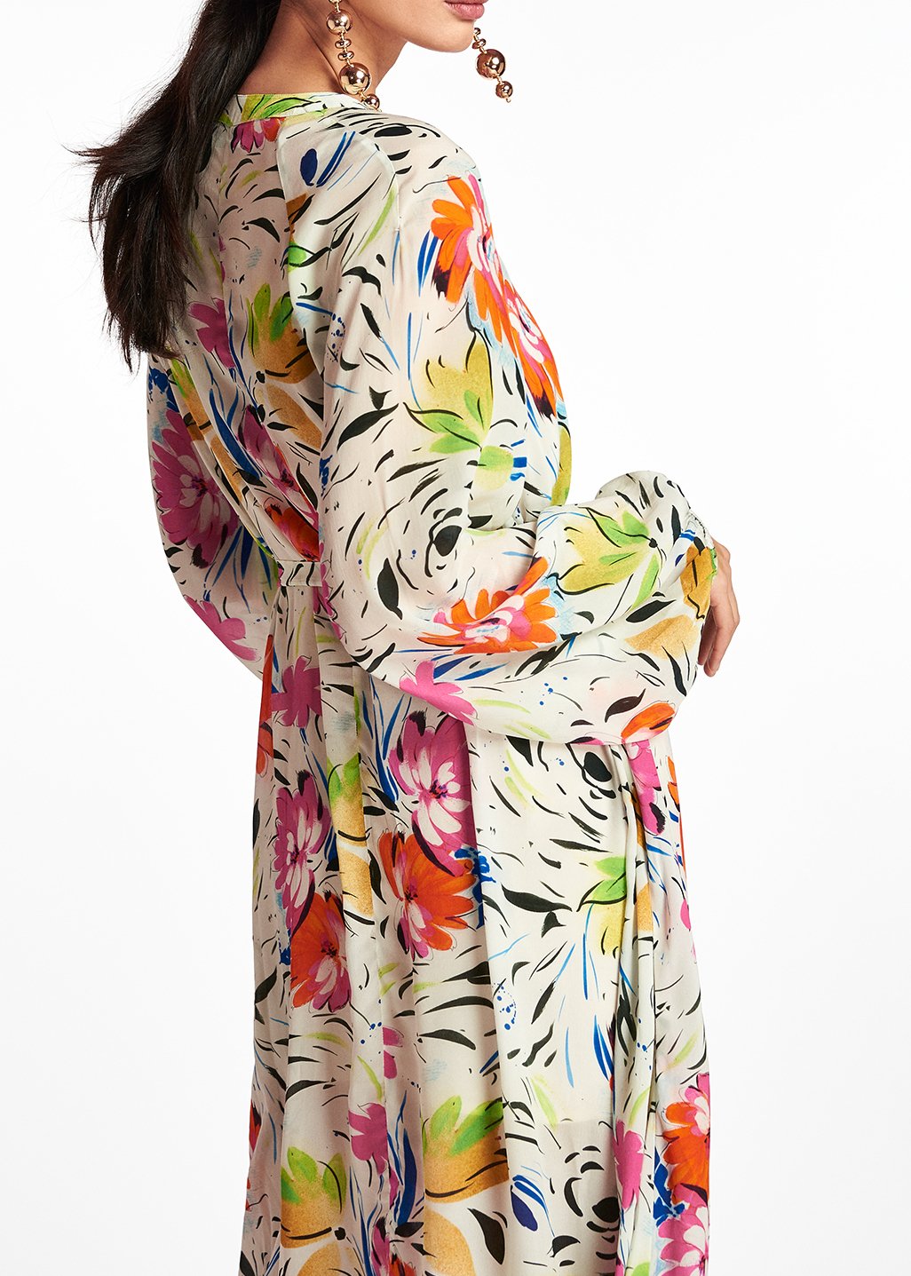 Robe chemise maxi blanc cassé à  imprimé fleuri RE—SSENTIEL seconde main photo 5