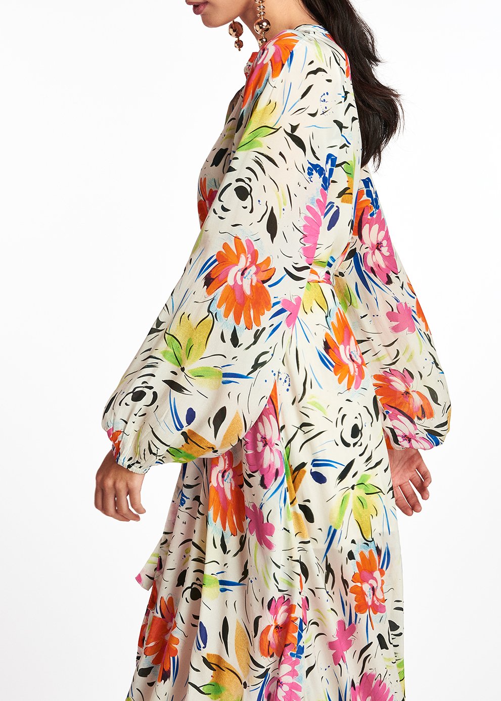 Robe chemise maxi blanc cassé à  imprimé fleuri RE—SSENTIEL seconde main photo 6