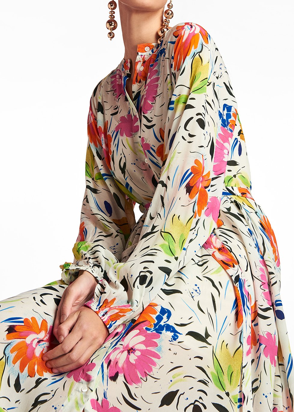 Robe chemise maxi blanc cassé à  imprimé fleuri RE—SSENTIEL seconde main photo 7