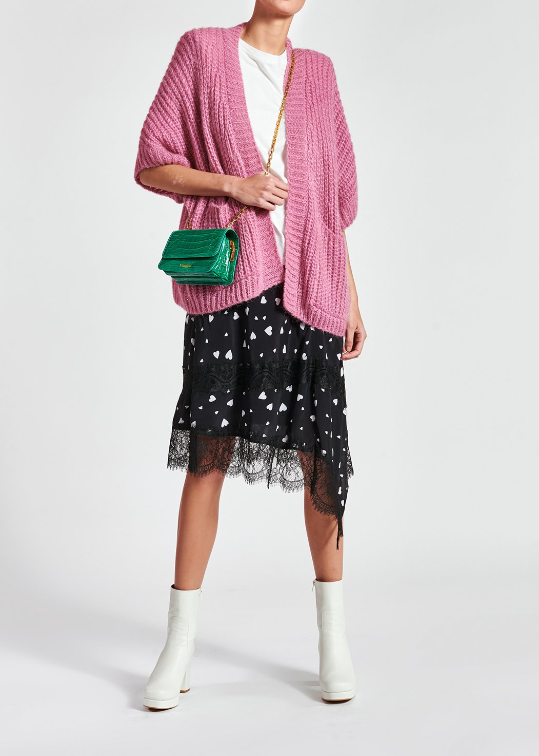 Cardigan rose en mohair mélangé RE—SSENTIEL seconde main photo 3