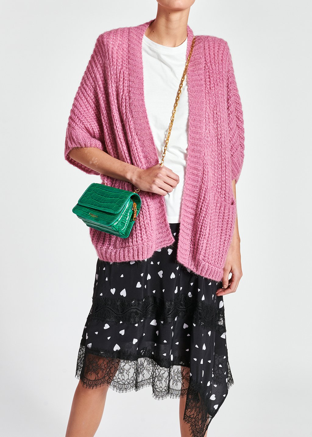 Cardigan rose en mohair mélangé RE—SSENTIEL seconde main photo 5