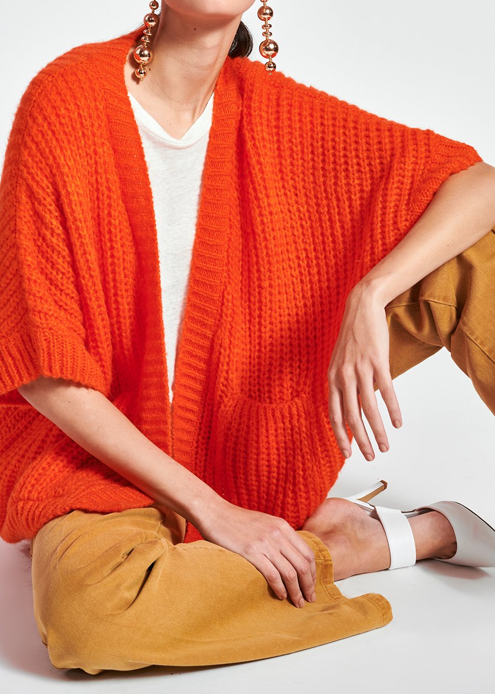 Cardigan orange en mohair mélangé RE—SSENTIEL seconde main photo 3