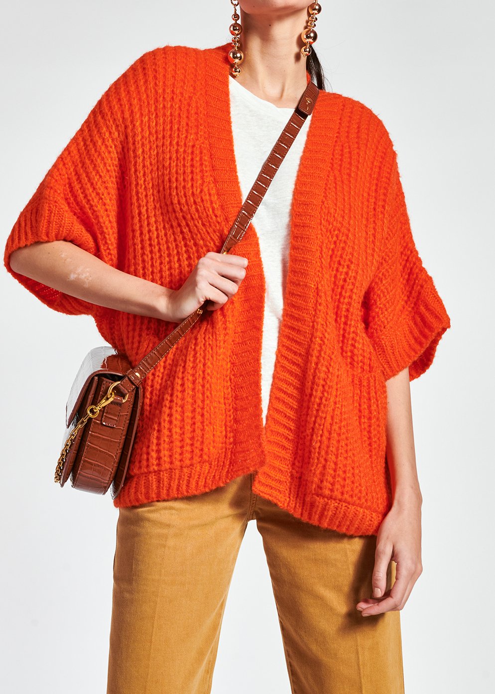 Cardigan orange en mohair mélangé RE—SSENTIEL seconde main photo 4