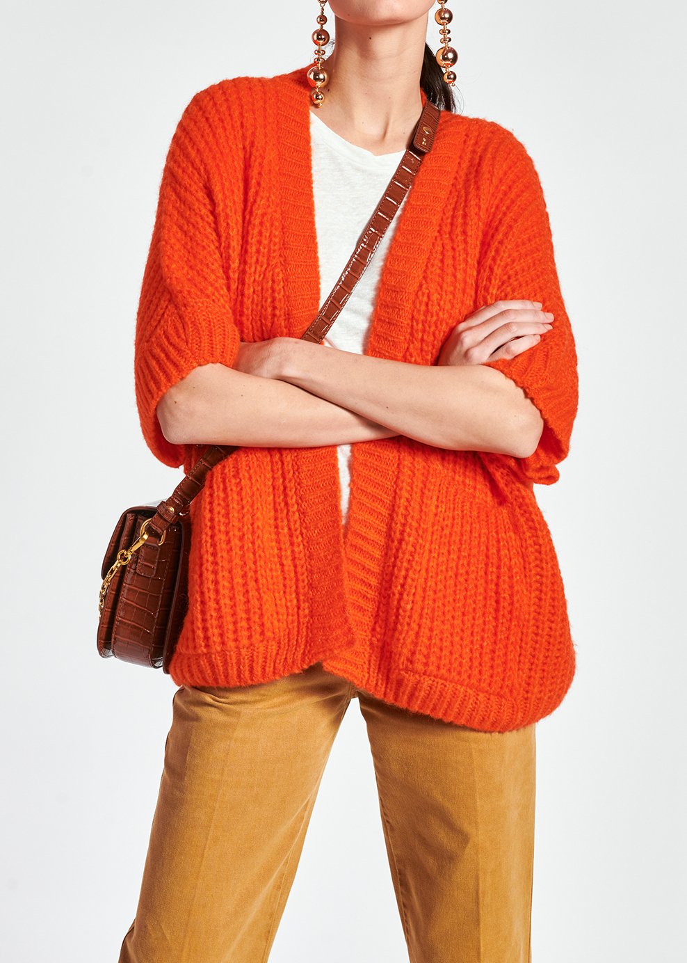 Cardigan orange en mohair mélangé RE—SSENTIEL seconde main photo 8