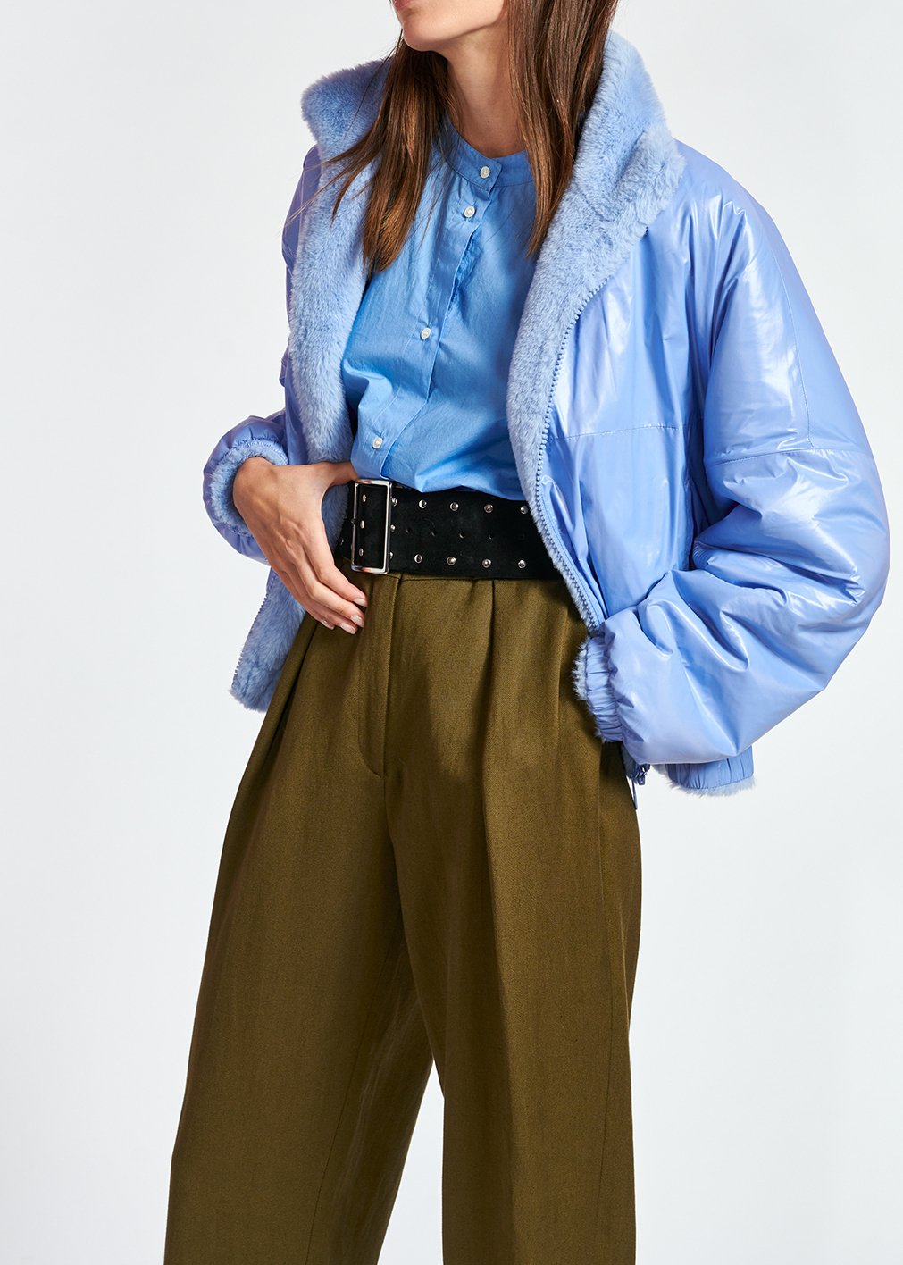 Light blue reversible bomber jacket RE—SSENTIEL second-hand photo 3