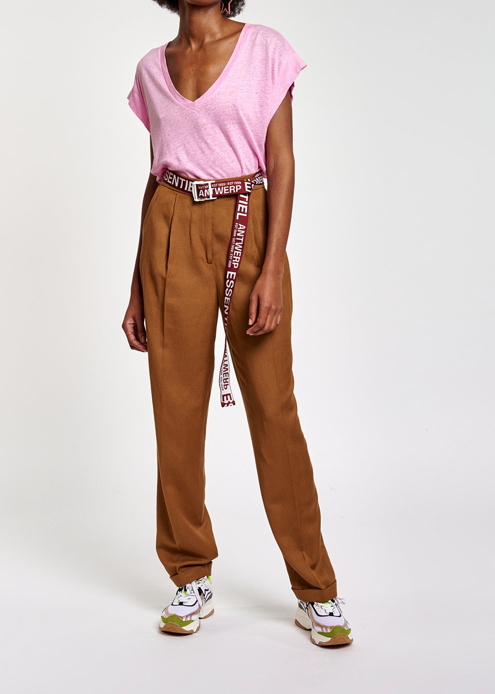 Pantalon marron taille mi-haute RE—SSENTIEL seconde main photo 3
