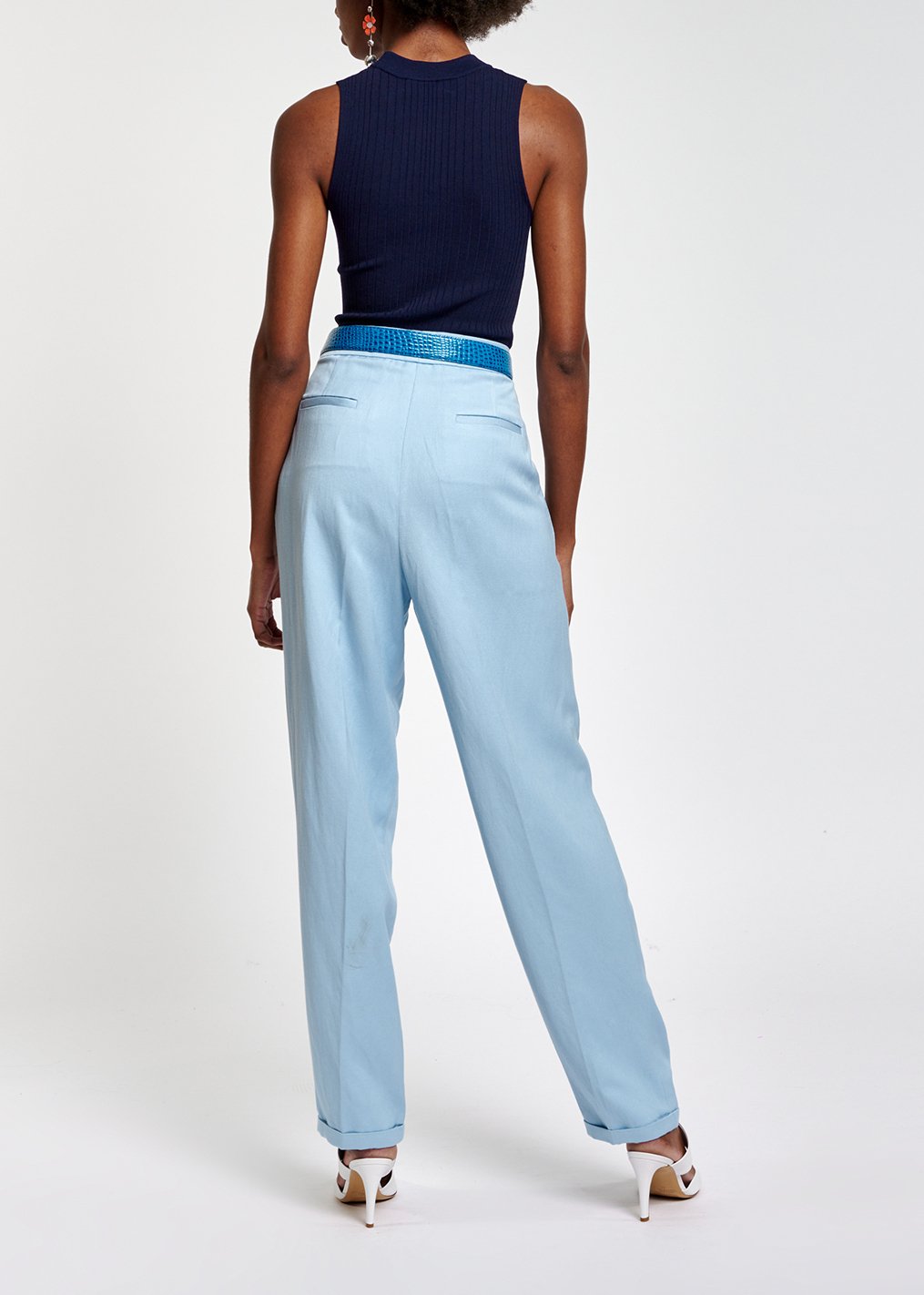 Pantalon bleu clair taille mi-haute RE—SSENTIEL seconde main photo 7