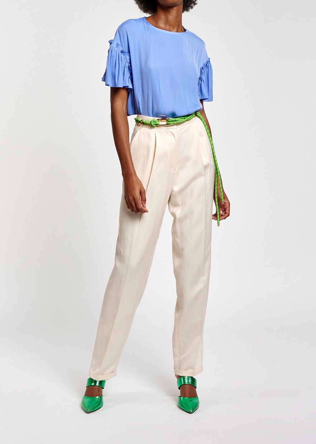 Pantalon blanc cassé taille mi-haute RE—SSENTIEL seconde main photo 3