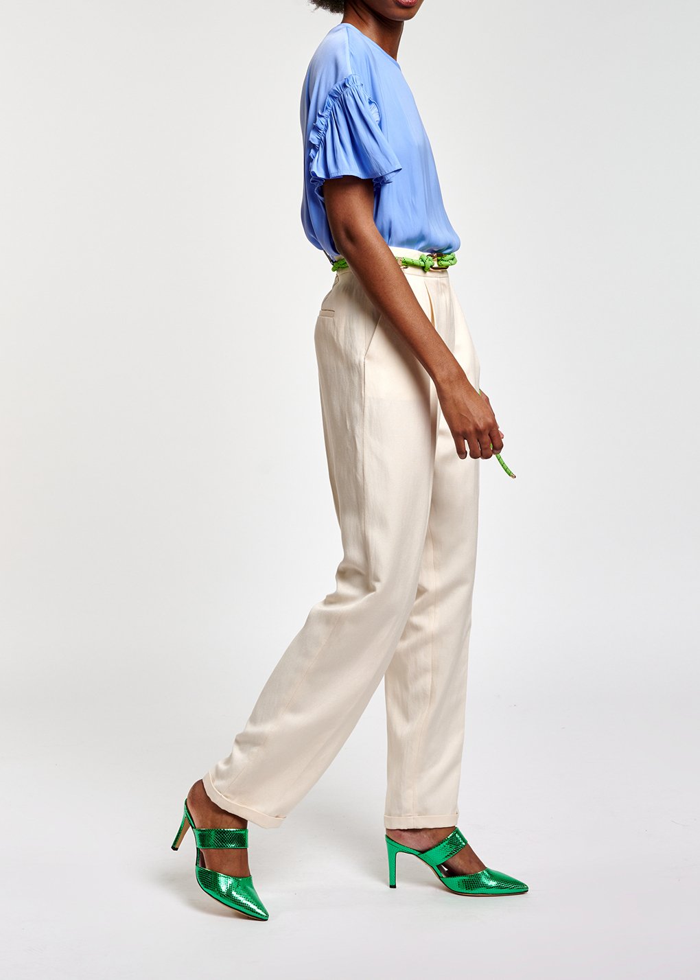Pantalon blanc cassé taille mi-haute RE—SSENTIEL seconde main photo 6