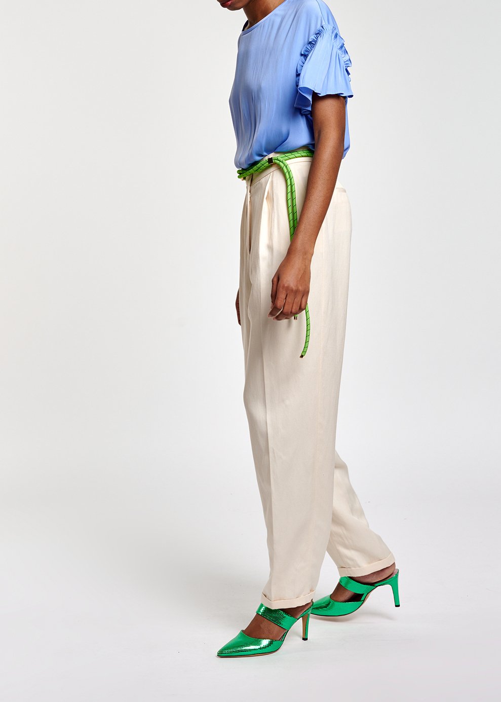 Pantalon blanc cassé taille mi-haute RE—SSENTIEL seconde main photo 7