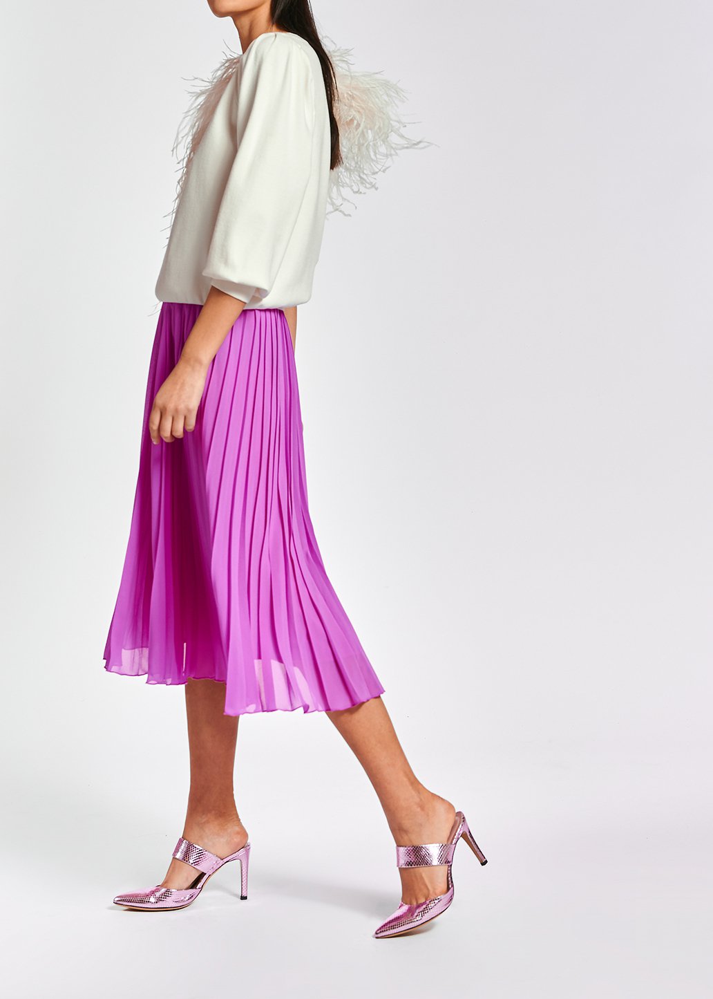 Jupe midi plissée lilas RE—SSENTIEL seconde main photo 6