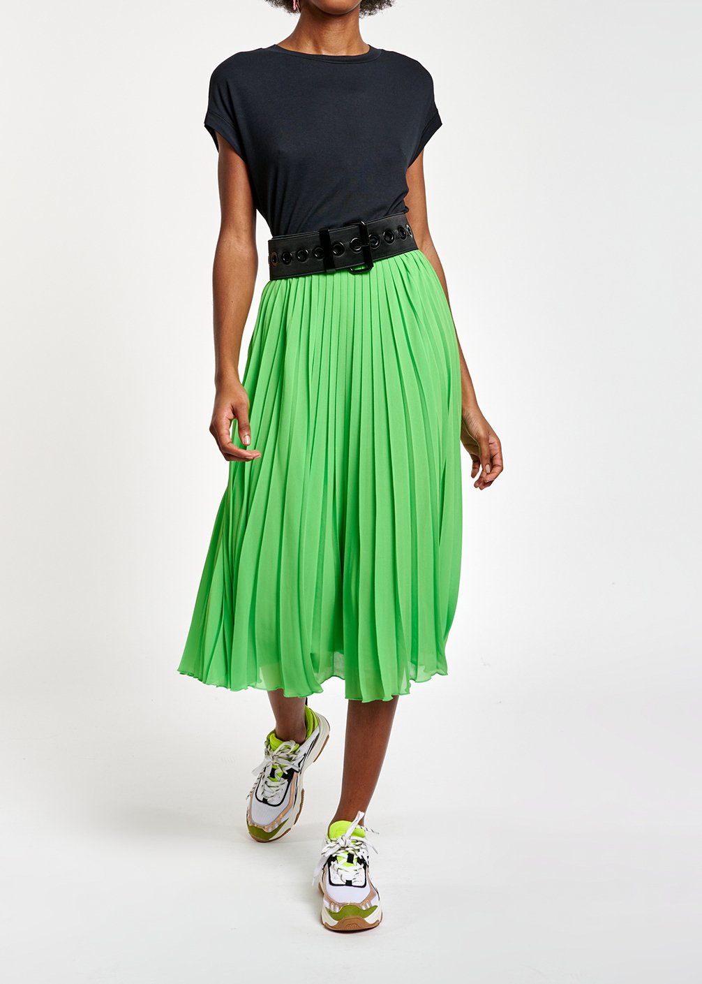 Jupe midi plissée vert vif RE—SSENTIEL seconde main photo 3